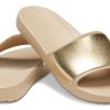 Chaussons Crocs Sloane Shine Low Slide minimalistes et décontractés, couleur marron et or, 206921-212