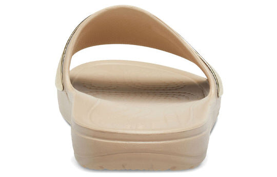 Chaussons Crocs Sloane Shine Low Slide minimalistes et décontractés, couleur marron et or, 206921-212