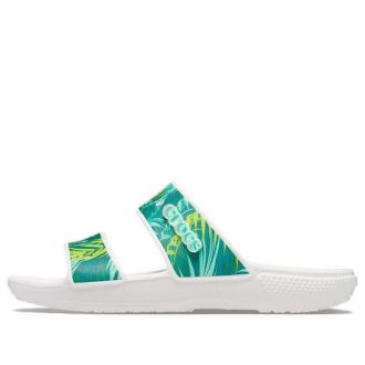 Chaussons de sport Crocs Classic Tropical Outdoor à talon plat (femmes) Blanc Vert 207183-94S