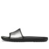Chaussons plats décontractés Crocs Sloane Shine Low Slide pour femme, noirs et argentés, 206921-001