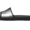 Chaussons plats décontractés Crocs Sloane Shine Low Slide pour femme, noirs et argentés, 206921-001