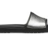 Chaussons plats décontractés Crocs Sloane Shine Low Slide pour femme, noirs et argentés, 206921-001