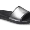 Chaussons plats décontractés Crocs Sloane Shine Low Slide pour femme, noirs et argentés, 206921-001