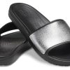 Chaussons plats décontractés Crocs Sloane Shine Low Slide pour femme, noirs et argentés, 206921-001