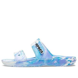 Chaussons unisexes Crocs Classic Clog Marble Beach, blanc et bleu, « Blanc et bleu » 207701-1FK