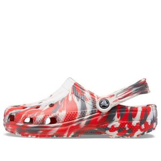 Crocs Classic Clog Marble Beach Sports Sandales unisexes rouges et blanches « Rouge et blanc » 206867-884