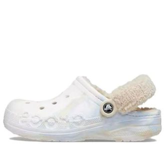 Crocs (femmes) Baya, sabots marbrés doublés et à brides en peluche « Blanc multi » 209241