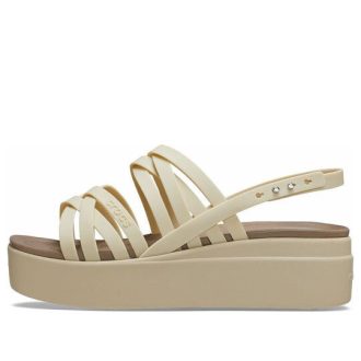 Crocs (Femmes) Brooklyn Low Wedges à lanières « Bone » 206751-2Y2