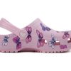 Crocs (PS) Sabots classiques à motif papillon, sandales d&rsquo;extérieur à talon plat, sandales de sport roses 206414-6GD