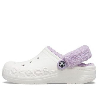 Sabot Crocs Classic Baya doublé à brides pelucheuses « Blanc Lila » 206633-577