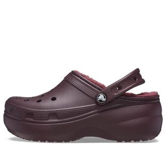 Sabots classiques à plateforme doublés Crocs (femmes) « Cerise foncée » 207938-6WD
