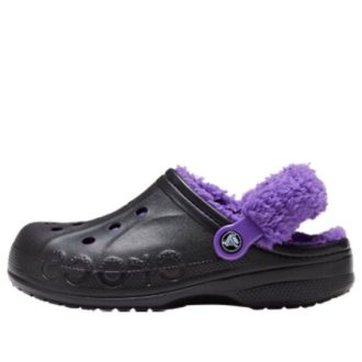 Sabots Crocs Baya doublés à brides duveteuses « Noir/Violet » 20663309V