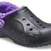 Sabots Crocs Baya doublés à brides duveteuses « Noir/Violet » 20663309V