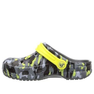 Sabots Crocs (GS) Baya Seasonal Graphic « Gris, noir, jaune » 205484-0DA