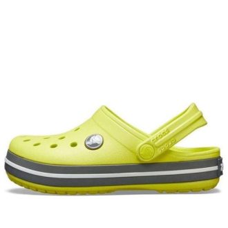 Sabots Crocs (GS) à bout rond et découpes Crocband « Jaune-Gris » 204537-7H1