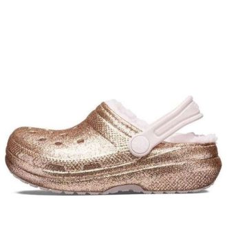 Sabots Crocs (GS) Classic doublés à paillettes « Or rose » 207462-2UB