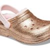 Sabots Crocs (GS) Classic doublés à paillettes « Or rose » 207462-2UB