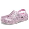 Sabots Crocs (GS) Classic doublés à paillettes « Rose » 207462-6S0