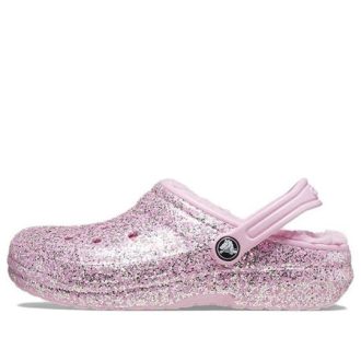 Sabots Crocs (GS) Classic doublés à paillettes « Rose » 207463-6S0