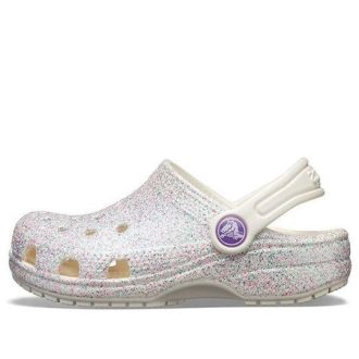 Sabots Crocs (GS) Classic Glitter « Blanc argenté » 205441-159