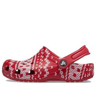 Sabots Crocs (GS) Classic Holiday Sweater « Rouge et blanc » 209221-90H