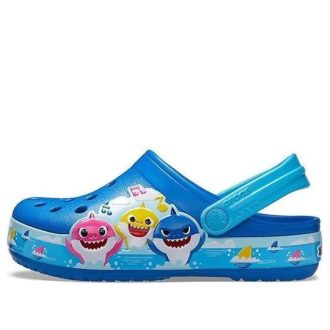 Crocs (PS) Funny Shark Small Crocs Sandales d&rsquo;extérieur à talon plat pour la plage et le sport Bleu 206704-4JL