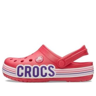Sabots Crocs (GS) à rayures et logo Crocband « Rouge et blanc » 206345-611