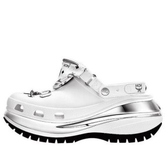 Sabots Crocs x MCM Mega Crush « Blanc argenté » MEXDAMM08WT