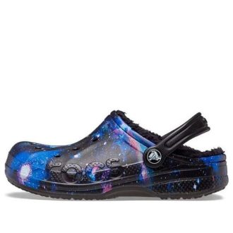Sabots Galaxy Crocs (GS) Baya doublés à brides pelucheuses « Noir Multi » 207654-0C4