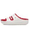 Sandale pull Crocs Classic Cozzzy Holiday (femmes) « Blanc rouge » 209227-90H