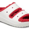 Sandale pull Crocs Classic Cozzzy Holiday (femmes) « Blanc rouge » 209227-90H