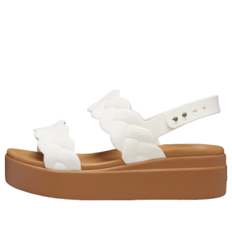 Sandales compensées tissées Crocs Brooklyn (femmes) « Blanc/Marron » 209977-0WV