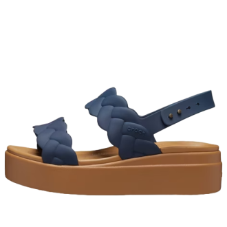 Sandales compensées tissées Crocs Brooklyn (femmes) « Bleu marron » 209977-410