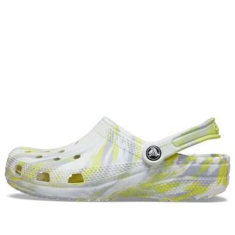 Sandales Crocs Classic Clog Marble Beach Sports unisexes, blanc et gris, 206867-1FJ