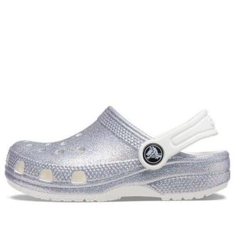 Sandales Crocs (GS) Classic Glitter « Blanc argenté » 206993-94S