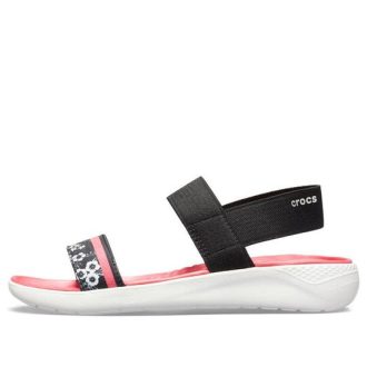 Sandales d&rsquo;extérieur ouvertes Crocs LiteRide (femmes) à motif noir et rouge, 205868-066