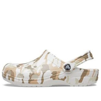 Sandales de plage Crocs Classic Clog à imprimé camouflage, blanc, unisexe, 206454-94S