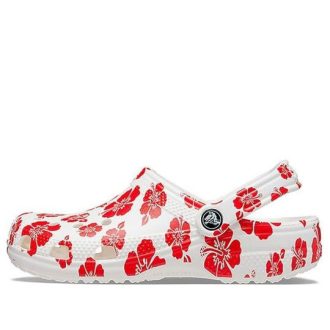Sandales de plage Crocs Classic unisexes, rouge et blanc, 207849-1AZ