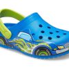 Sandales de sport Crocs (PS) à talon plat et motif amusant, bleues, 207074-4JL