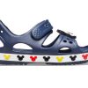 Sandales de sport à talon plat et bout ouvert Crocs (PS) Funny Mickey Velcro, bleu foncé, 206171-410
