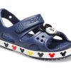 Sandales de sport à talon plat et bout ouvert Crocs (PS) Funny Mickey Velcro, bleu foncé, 206171-410