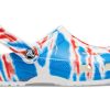 Sandales de sport unisexes Crocs Classic Pattern, résistantes à l&rsquo;usure et antidérapantes, blanches, bleues et rouges, « Blanc, bleu et rouge » 205453-928