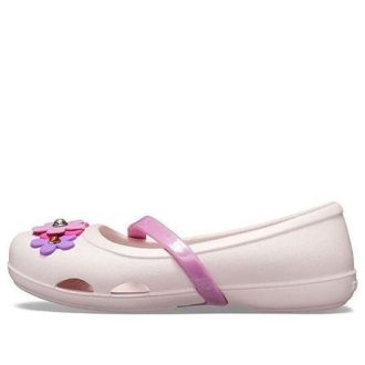 Sandales plates Crocs (PS) Lina Charm à fleurs, rose pâle, 205529-6PI