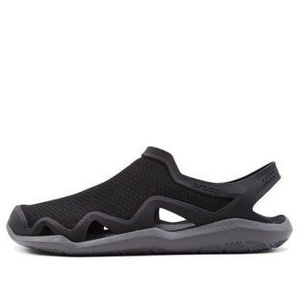 Sandales plates Crocs Swiftwater Wave « Noir et gris » 205701-0DD