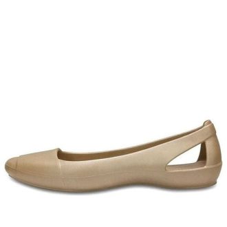 Sandales plates minimalistes et décontractées Crocs (femmes) de couleur dorée 202811-710