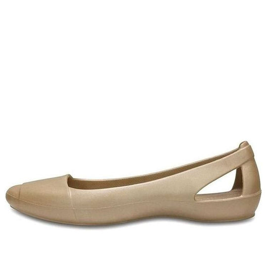 Sandales plates minimalistes et décontractées Crocs (femmes) de couleur dorée 202811-710