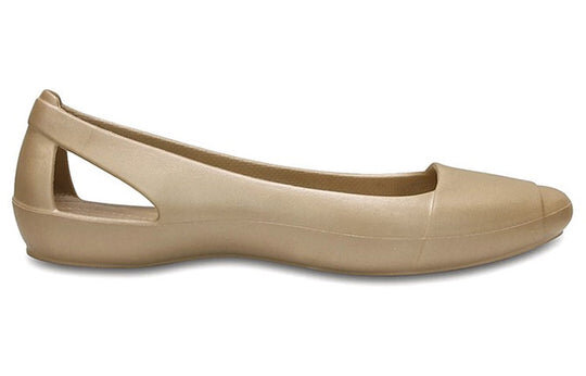 Sandales plates minimalistes et décontractées Crocs (femmes) de couleur dorée 202811-710
