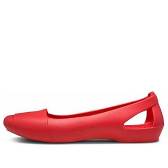 Sandales plates rouges Crocs (femmes) 202811-8C1