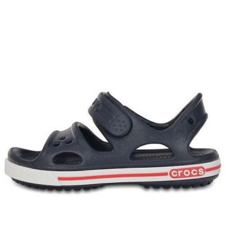 Sandales plates Velcro Sports Crocs (PS) bleu foncé 14854-462