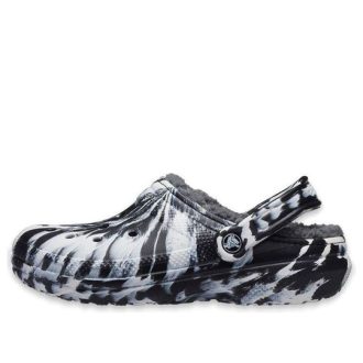 Sandales sabots d&rsquo;extérieur doublées classiques Crocs (femmes) « Marbled White Black » 207180-103